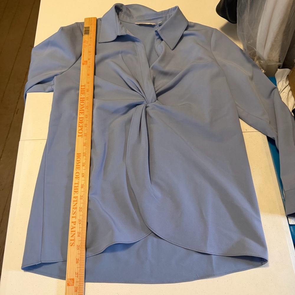 Soft Surroundings Versa Shirt English Manor Pullover Blouse Medium Blue - Picture 6 of 7